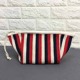 Cosmetic Bags Women's Letter Printed Canvas Storage Small Bag Zipper Stripes 2023 Ladies Clutch
