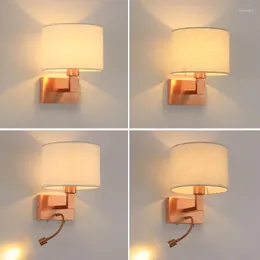 Luminária de parede minimalista em ouro rosa com abajur de tecido redondo branco/bege moderno El Sconce Tubo macio 3W Refletor de LED