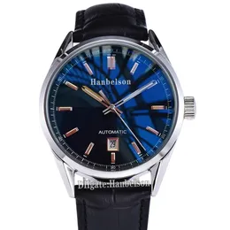 Herrklockor designer Montre de luxe automatisk rörelse glas botten svart läder rem 41 mm armbandsur klockor