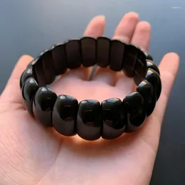 Charmarmband Black Obsidian Stone Bangles Pärlor Strand Healing Energy Purify Wrist Smycken Dropship 1 st