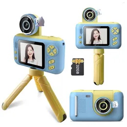 Fotocamere digitali Fotocamera per bambini 1080P 40MP Schermo IPS da 2,4 pollici Obiettivo girevole a 180 ° con tracolla Treppiede per carte 32G Regalo di Natale di compleanno