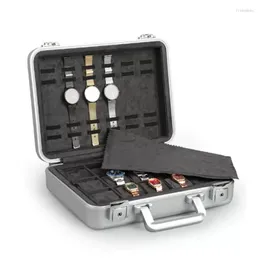 Caixas de relógios multifuncionais para joias mala de coleção de liga de alumínio exibição transferência caixa secreta protetora