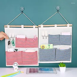 Förvaringslådor 3-7 Pocket Hanging Bag Room Organizer Dormitory Sundries Basket Dörr bakre dekoration Bomull