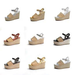 Tasarımcı Kadın Moda Sandalet Saman Ayakkabıları Sancak Kama Sandalları Açık Ayak Tip Platform Ayakkabı Kama Ayakkabı Saman Siper Alt Pompalar Kutu ile