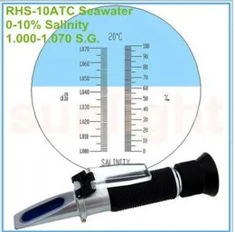 RHS-10ATC 0-0-100 0-10% 1.000-1.070sg Sal de água do mar Refratômetro de gravidade específica com estojo rígido salinidade de alimentos para aquicultura de água do mar