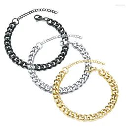 Link Bracelets Chain Women On Hand Hip Punk Stainless Steel Chunky Miami Cuban Men Bracelet Homme Friends Gold Color Jewelry C040 Raym22