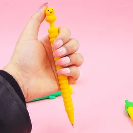 Anaokulu Kalem 2pcs Yaratıcı Sevimli Havuç Mısır Kaktüsü Yumuşak Silikon Canlı Mekanik Kalem 0.5mm Aktivite Meyve