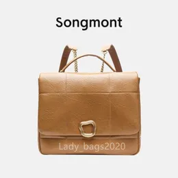 Songmont Bags Song Ryggsäck Chokladserie 16 tum ryggsäckar Luxury Cowhide Leather Computer Niche Designer Top Layer Crossbody Tofu Purse