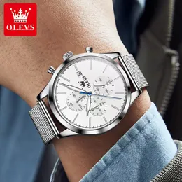 Olevs Мужские кварцевые часы с хронографом водонепроницаемые светящиеся мужские часы 42 мм