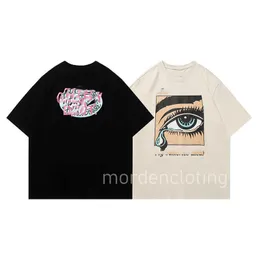 Mäns korta ärmmar för män och kvinnor av samma designer American Hip Hop Eyes tårar Tryckt brev Slogan Kort ärm T-shirt Mäns basskjorta