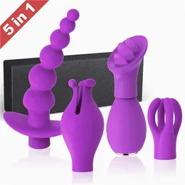 Perlenvibration mit 10 Frequenzen für Frauen, 5-teiliges Set, G-Punkt-Flirtzunge und Vestibular-Massagestab. 75 % Rabatt auf Online-Verkäufe