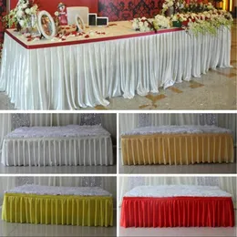 Moda colorata seta ghiaccio gonne da tavolo runner di stoffa runner decorazione tavolo da sposa pew copre el evento long runner deco3284