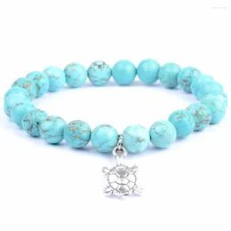 Urok bransolety naturalne zielone zielone turkusy koraliki boho żółw zwierzęta bangels kobiety biżuteria pulsera hombre