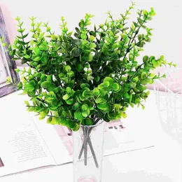 Flores decorativas 3 peças Plantas verdes artificiais Decorações falsas Médio 35X20X20CM Folhas de eucalipto Vaso de plástico Hastes Picaretas falsas