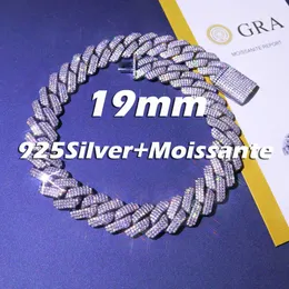 Ontwerper Moissanite diamanten ketting voor heren Cubaanse ketting luxe aangepaste Vvs Iced Out 925 sterling zilveren link geslaagd test 19 mm hiphop mannen volledige sieraden cadeau 6ujb