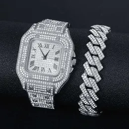 Watches Luxury Iced Out Mens Watch Square Gold with Diamond Hip Hop Quartz Wristwatches for Women Reloj Inteligente Hombre 230613