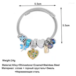 Bangle Stainless Steel Cuff Bracelets For Women Gold Love Heart Daisy Flower Dragonfly Charm Jewelry Femme Friends Gifts 2023Bangle Raym22