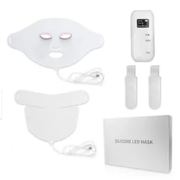 Massaggiatore viso Maschera LED in silicone 3D wireless 7 colori Maschera LED Cura del collo Macchina di bellezza Sollevamento della pelle Serraggio Anti Acne Riduzione dei pori 230621