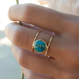 Обручальные кольца простые ретро -круглые бирюзы для женщин Винтажные сплавы обручальные мужчины любители пара подарков украшения
