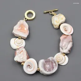 Strand pärlstav strängar guaiguai smycken sällsynta conch shell pärla rosa botswana agates nugget armband handgjorda söta för lady raym22