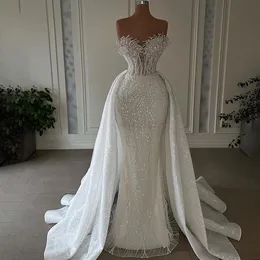 Sparkly Sequins Mermaid Wedding Dress For Bride Sweetheart Neck Lace Beads Vestido De Noiva Sereia Bridal Gowns Charming300M