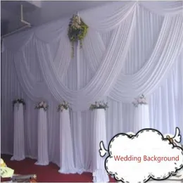 Rideau de mariage blanc avec swags, décoration d'arrière-plan de scène de mariage romantique, DHL Fedex, 10 pieds, 20 pieds, 202N