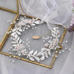 Nakrycia głowy ślubne Weddne Hair Akcesoria Fascynatory na wesele nakrycie głowy Kwiat Pearl Kryształowy opaska na głowę