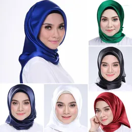 Sciarpe 90 centimetri solido fazzoletto da collo sciarpa hijab per le donne fascia in raso di seta femminile scialli quadrati testa sciarpe signore casual