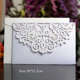 50 pçs/conjunto cartão de convite estético de casamento com glitter floral corte a laser kit de renda oca noivado graduação convite para festa de aniversário cartões comemorativos LT0105a