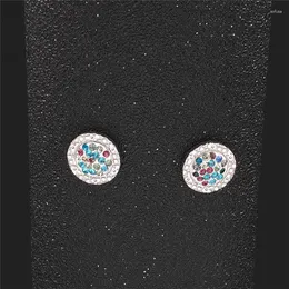 Stud Earrings Colored Crystal Stainless Steel Round For Women Silver Color Small Jewelry Pendientes Cristal EXS07