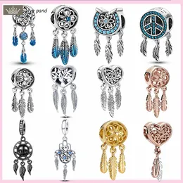 För Pandora Charms smycken 925 charmpärlor tillbehör armband dröm catcher dingle charm hjärtformad