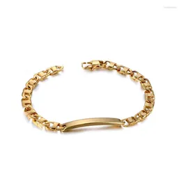 Länkarmband enkla titanstål armband för kvinnor id kort guld mode hand smycken gåvor plats grossist