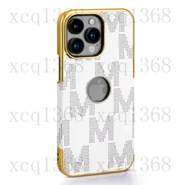 iPhone 15のファッション電話ケース14 Pro Max 14 Plus Case 12 12Pro 12Promax 13 13Pro 13ProMax 11 X XS XRシェルPUレザーデザイナーSamsung Cover with Metal Frame