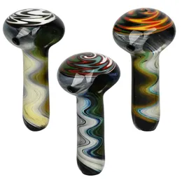 Colorful Heady Wig Wag Thick Glass Pipes Portable Dry Herb Tobacco Filter Spoon Bowl Smoking Bong Holder Handpipes Easy Clean Hand Holder Tube DHL