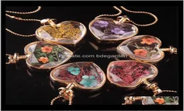 Murano Herzform Lampenleuchte Glass Aromatherapie Anhänger Halsketten Schmuck trockene Blüten pro Flaschenanhänger WHVM74146531