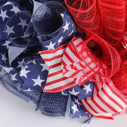 Decorative Flowers Independence Day Wreath Decor 4TH Of July Memorial 40cm Patriotic Door For Festival Wall Party Outdoor