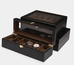 Titta på lådor Fall Wood Wrist Case 6 10 12 Slots Display Uhr Cajas de Reloj Boite Montres Montre Cadeau Horloge Soporte Pulseraswatch