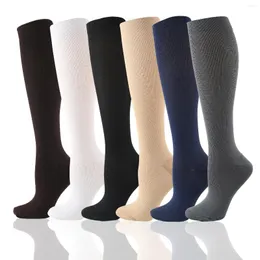Spor çorap sıkıştırma çorapları kan dolaşımı promosyonu yorgunluğa karşı zayıflama konforlu düz renkli