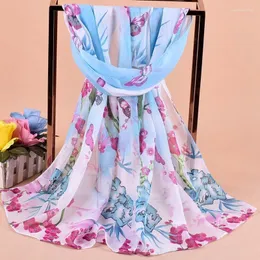 Halsdukar lady halsduk fjäril bambu blommor chiffong lång gasväv Kerchief Hijab Accessory Shawl Wrap