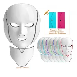 Visage Masseur 7 Couleurs LED Masque Pon Thérapie Anti-Acné Élimination Des Rides Rajeunissement De La Peau Visage Soins De La Peau Beauté Masseur pour le visage 230621