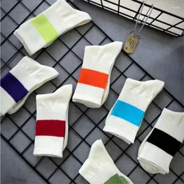 Women Socks Color Stripe Vivi Street Tide Retro Basketball Men's Sports Versatile Leisure High Purity Cotton In The Stockings