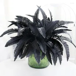 Kwiaty dekoracyjne Halloween czarna perska trawa sztuczna fałszywe rośliny kwiatowe liście paproci symulacyjne bukiet impreza stopień wystroju domu plastik