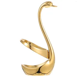 Flatvaruuppsättningar Swan Fork Pedestal Metal Spoon Cake Eating Stainless Steel Spoons Holder Dessert Tableware Set Base Serving redskap