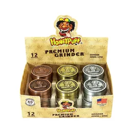 Honeypuff Çinko Alaşım Bitkisel Bitki Tobacco Grinder 40 mm Çapı 4 Parça Elmas Dişleri Metal Sigara Öğütücüler