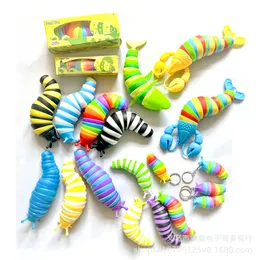 Slug Declussion Toy Fidget Slug مفصلية تململ لعبة الحشرات متعة الزحف يمكن أن تكون ملتوية على إلغاء الضغط اللطيف بشكل مناسب إطلاق مناسب