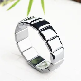 Strand Men Women Natural Terahertz Bracelet Cosmetology Energy Stone Bangle Lady Flat Glossy Single Lap Hand Row