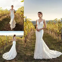 Eddy K Sheath Wedding Dresses Gorgeous Lace Applique Sweep Train Bridal Gowns Sleeveless Sexy Mermaid Wedding Dress287Q