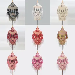 Scarves Lace Triangle Shawl And Scarf Women Tassel Pashmina Stoles Breathable Spring Pareos Lady's Butterfly Tippet Vintage Party Shawls