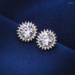 Studörhängen 2.4ct D Färg Moissanite 925 Sterling Silver 7mm Moisanite Diamond Ear Studs 4 Prong Platinum Plated Pass