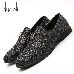 Hot Sale Men Liesure Shine Doug Flat Slip-on Party Dress Shoes Casual Pointed Toe Solid Color Wedding Loafer Big Size 37-48